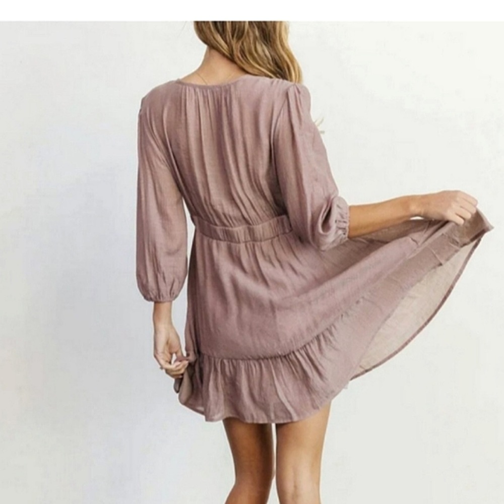 Baltic Born Amelia Boho Mini Dress Dusty Lavendar Gauzy Spring Romantic Chic - Picture 11 of 13